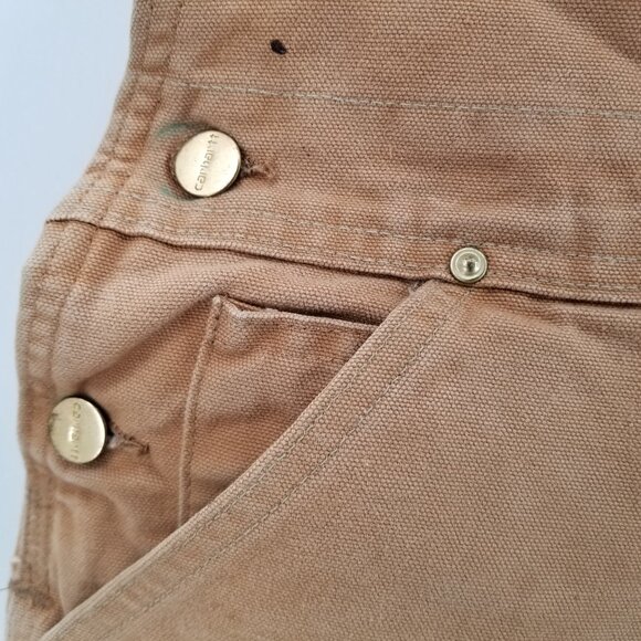 Vintage Carhartt Duck Canvas Overalls Distressed Double Knee Brown R01 42 x 30 - Picture 9 of 14